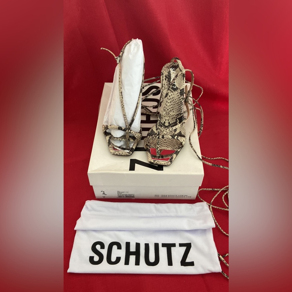 SCHUTZ Vikki Snake Embossed Leather High Heel